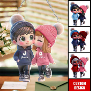 Personalized Cartoon Couple Window Hanging Suncatcher