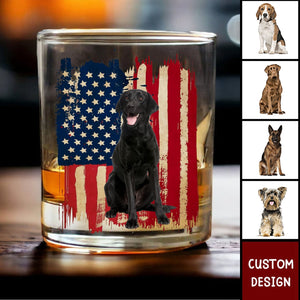 Personalized America Dog Flag Whiskey Glass