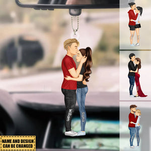 Personalized Hugging Couple Car Ornament - Gift For Couple - V2