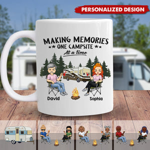 Camping Partners For Life Doll Couple Sitting-Personalized RV Mug-Gift For Camping Lovers