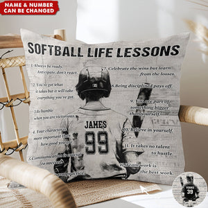 Gift For Softball Lovers-Personalized Softball Life Lessons Pillow