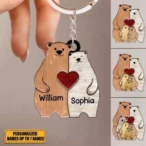 Family Bears Personalized Acrylic Keychain - Gift For Family Member