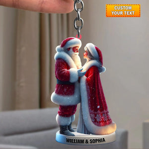 Personalized Santa and Mrs. Claus Keychain, Gift For couple