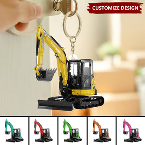 Personalized Excavator Heavy Equipment Keychain-Gift For Excavator Car Lovers