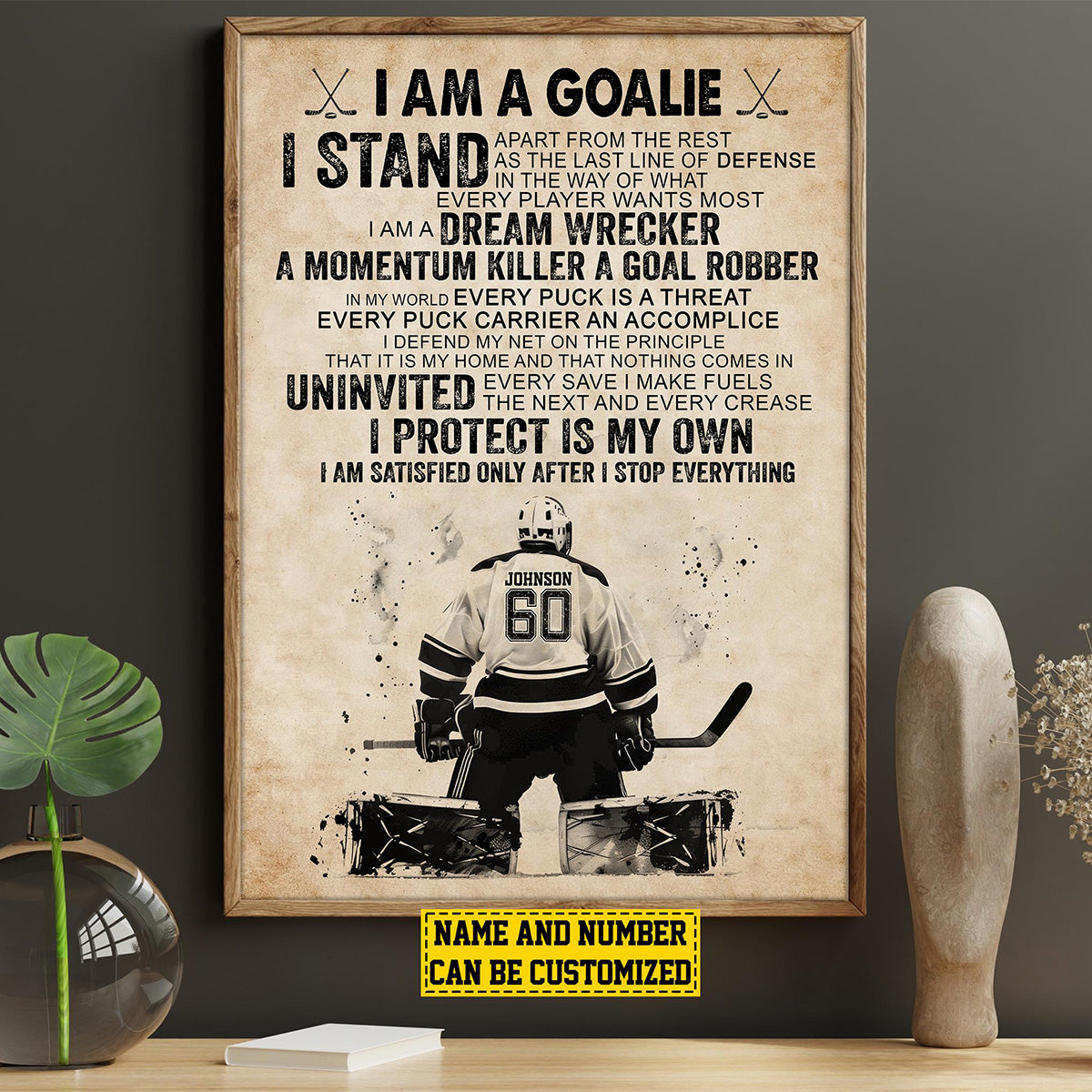 Personalized Hockey Goalie Player Poster-Gift For Hockey Lovers