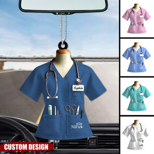 Personalized Nurse Uniform Acrylic Car Ornament - Gift For Nurse