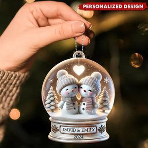 Snow Globe Snowman Couple-Personalized Ornament-Gift For Married Engaged Couples-2024 New Release