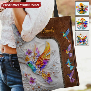 Stunning Hummingbird Dragonfly Butterfly - Personalized Gardening Tote Bag