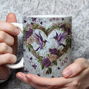 Petal Heart Hummingbird Mug - Gift For Bird Lovers