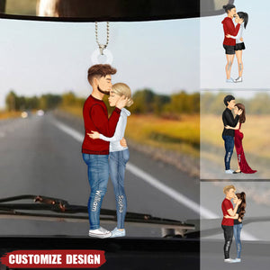 Personalized Hugging Couple Car Ornament - Gift For Couple - V2