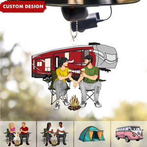 Camping Couple Making Memories One Campsite At A Time Personalized Car Ornament-Gift For Couple