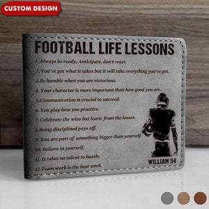 Personalized American Football Leather Wallet - Gift American Football Lovers