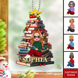 2024 New Release Christmas Book Tree Name-Personalized Ornament-Book Lover Gift, Bookworm Gifts