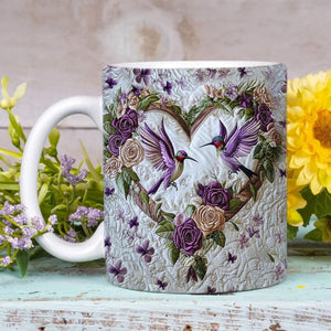 Petal Heart Hummingbird Mug - Gift For Bird Lovers