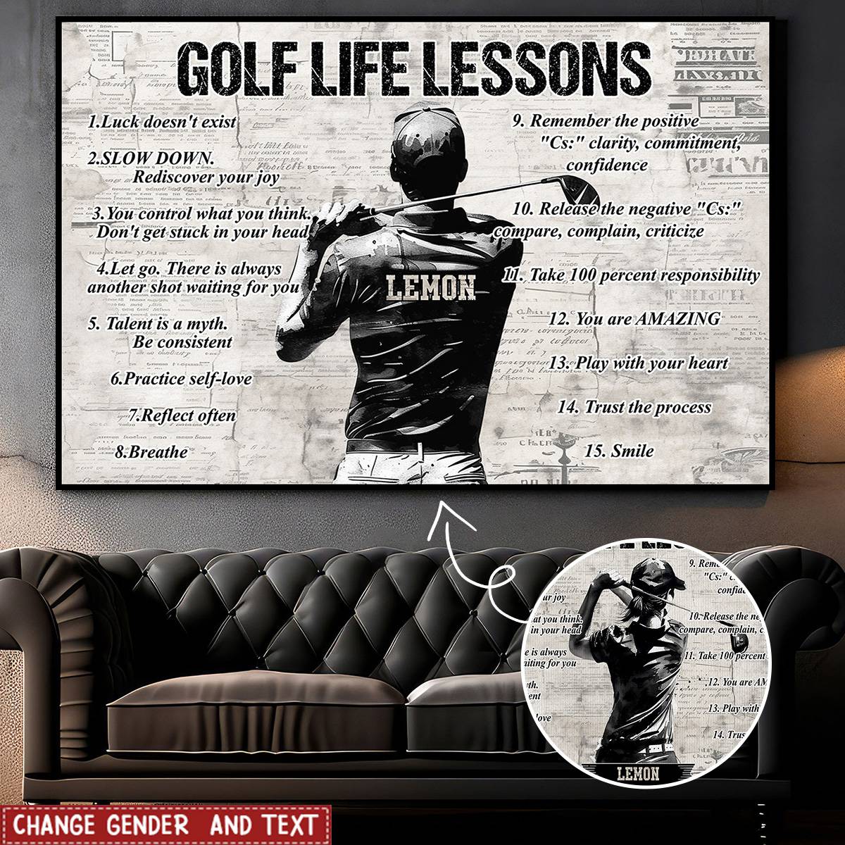 Personalized Golf Life Lessons Poster- Gift For Golf Lovers