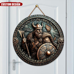 This Door Is Locked For Your Protection Not Mine - Personalized Viking Round Metal Sign