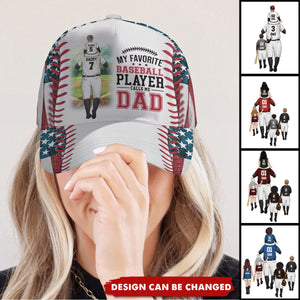 My Favorite Player Calls Me Dad/Grandpa - Personalized Baseball Kids & Dad/Grandpa Classic Cap