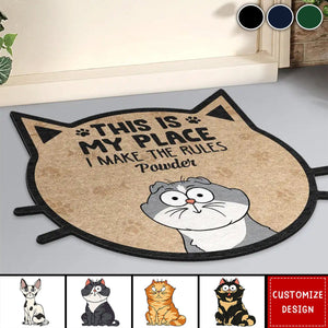 Funny Cartoon Cats We Make The Rules - Personalized Custom Shaped Doormat