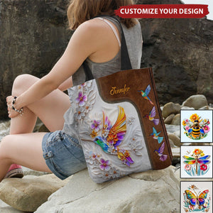 Stunning Hummingbird Dragonfly Butterfly - Personalized Gardening Tote Bag