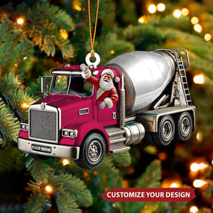 Personalized Cement Mixer Santa Ornament - 2024 New Release Unique Holiday Gift for Construction Fans