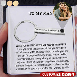 Personalized Couple Photo Projection Stainless Steel Keychain - Anniversary Gift For Husband,Wife