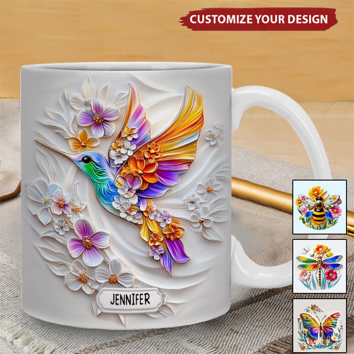 Personalized Hummingbird Gardening Accent Mug