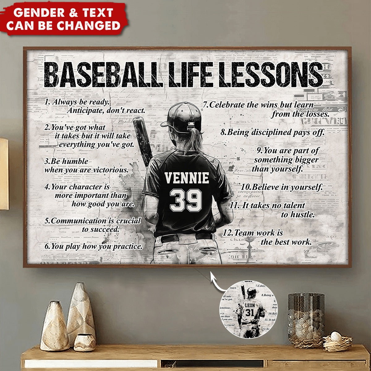 Personalized Baseball Life Lessons Poster - Gift For Baseball Lovers