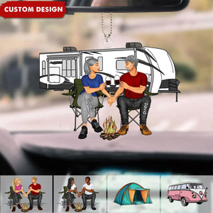 Camping Couple Making Memories One Campsite At A Time Personalized Car Ornament-Gift For Couple