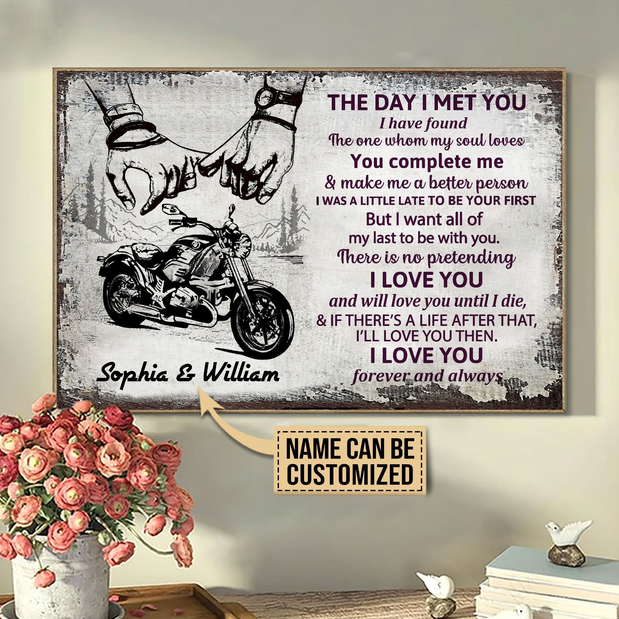 Personalized Motorcycle The Day I Met You Sketch Customized Poster