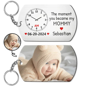 Custom Photo The Moment You Became My Mommy - Personalized Stainless Steel Keychain