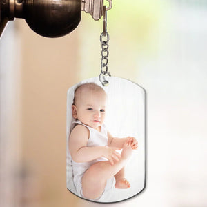 Custom Photo The Moment You Became My Mommy - Personalized Stainless Steel Keychain