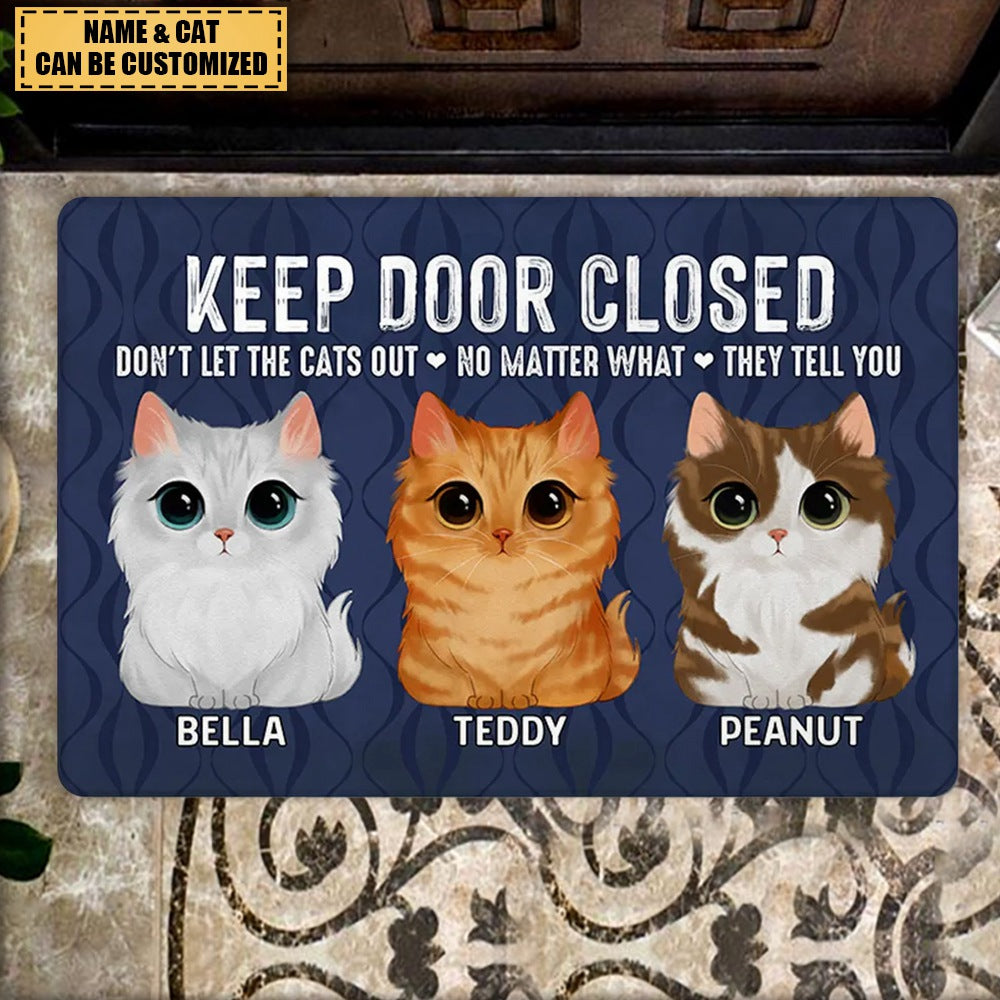 Keep Door Closed, Custom Photo Doormat, Gift For Pet Lovers