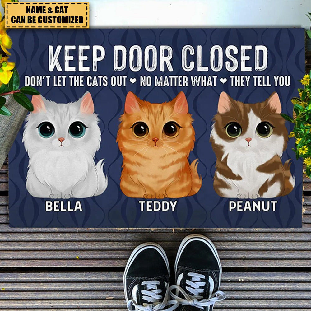 Keep Door Closed, Custom Photo Doormat, Gift For Pet Lovers