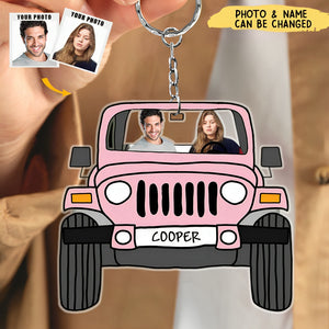 Personalized Family/Pet Photo Keychain - Off Road Car Dog Cat Photos Keychain