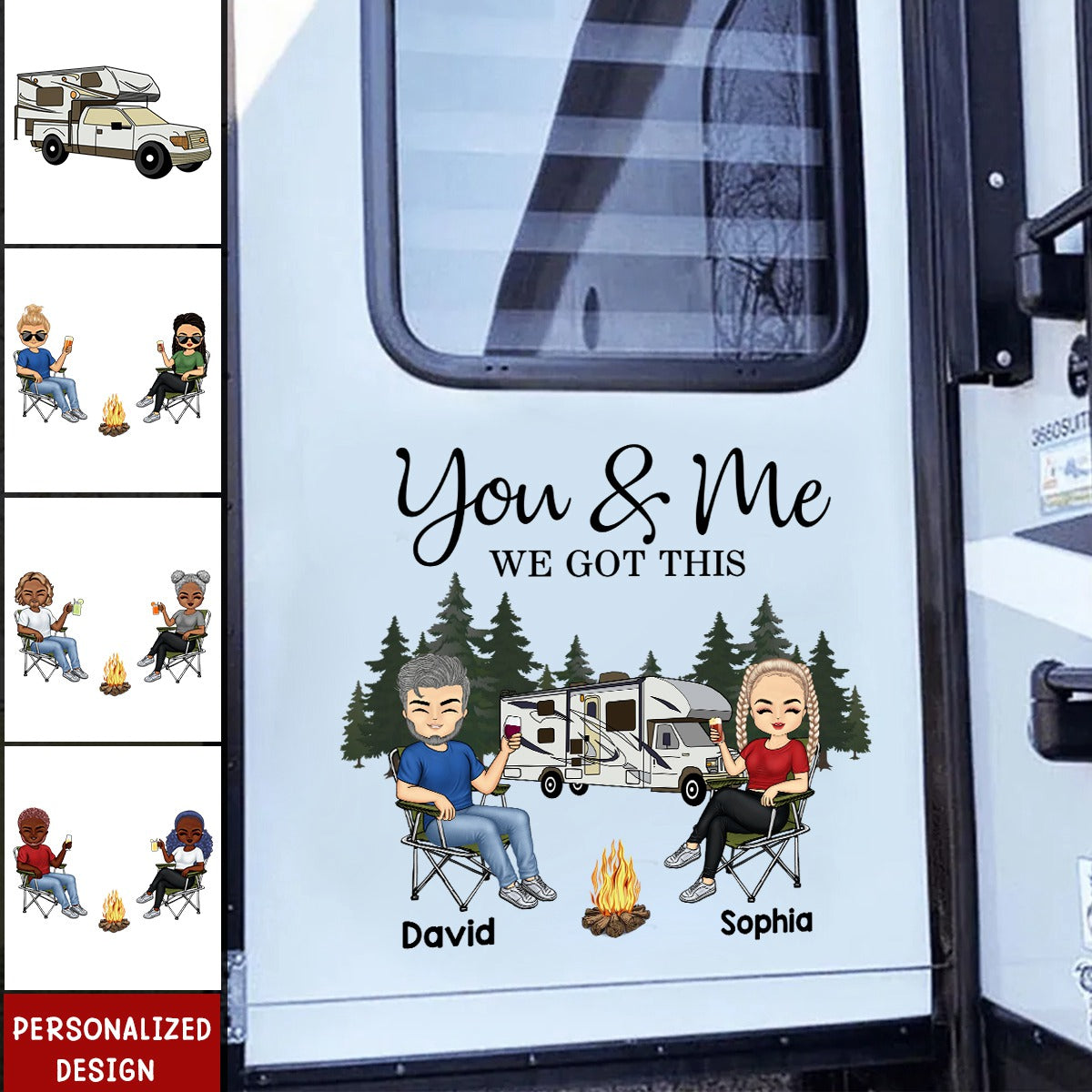 Camping Partners For Life Doll Couple Sitting-Personalized RV Decal-Gift For Camping Lovers