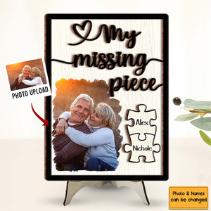 Gift For Couple My Missing Piece 2 Layered Wooden Plaque