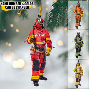 Custom Personalized Firefighter Acrylic Christmas Ornament