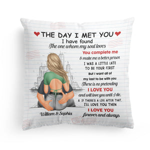 The Day I Met You - Personalized Couple Pillow