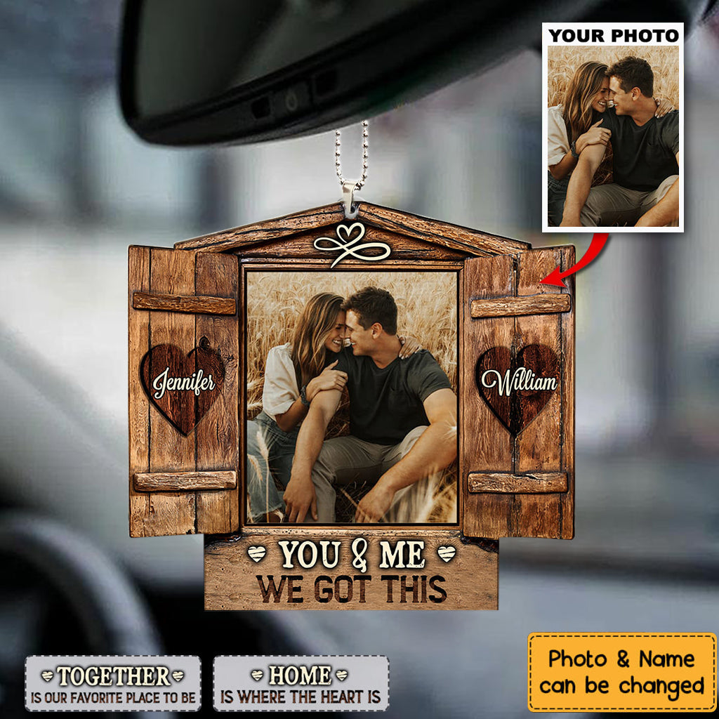 Personalized Couples Custom Photo Home Is Where The Heart Is Wood Ornament