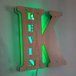 Custom Initial Letter Wooden Night Light