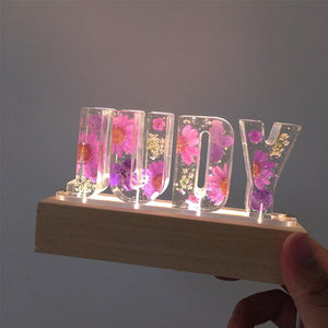 Dried Flowers Resin Letter Lamp - HANDMADE