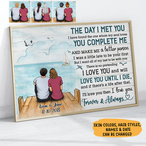 Personalized The Day I Met You Couple Poster, Beach Dock, Anniversary Gift - Gift For Couple