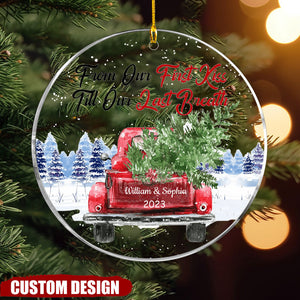 Couple Red Truck From First Kiss Heart Ornament