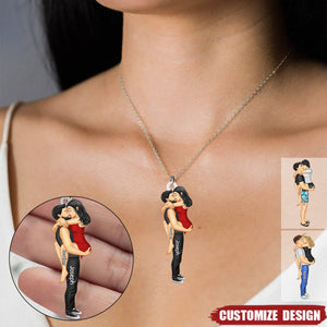 Personalized Couple Kiss Stainless Steel Necklace