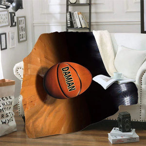 Basketball Personalized Sherpa Blanket, Personalized Basketball Gift, Premium Extra Soft Custom Basketball Blankets