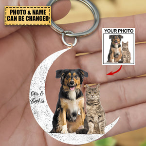 Personalized Flat Keychain - Gift For Pet Lover - I Love You To The Moon And Back