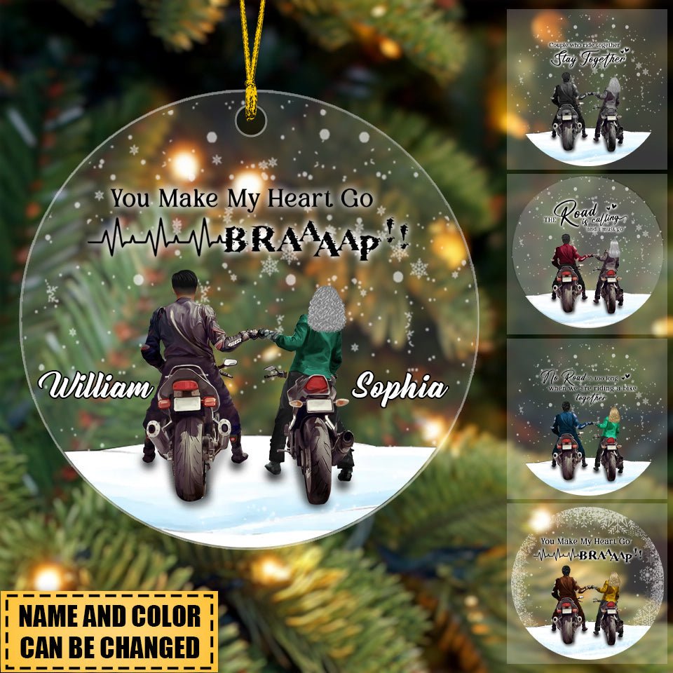 Custom Personalized Motorcycle Couple Acrylic Ornament - Gift Idea For Couple/ Motorbike Lovers - Riding Partners For Life