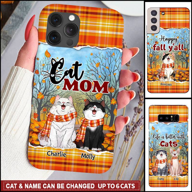 Fall Season Autumn Scenery Loves Cute Laughing Cats Personalized Phone case - Gift for cat lover