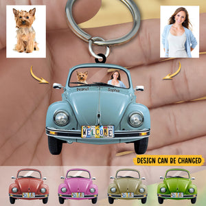 Classic Car Dog Breeds Custom Acrylic Keychain, For Campers Photo Keychain