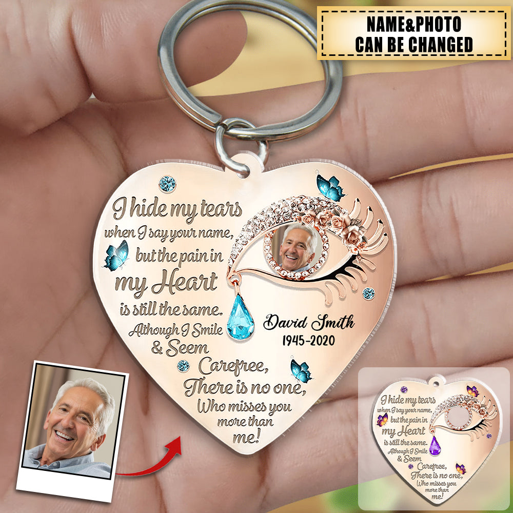 I Hide My Tears Custom Photo Personalized Acrylic Keychain - laihair